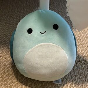 Squishmellow teal turtle 🐢 Cute Plush Whale Toy - Blue and White